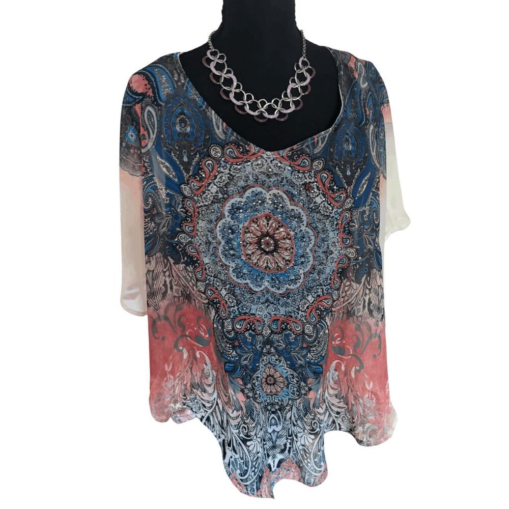 Westport Large Bohemian /Kaftan Tunich with Rhinestone Accents Large